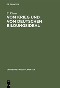 Bild: Vom Krieg und vom deutschen Bildungsideal - De Gruyter