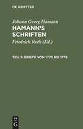 Cover: Briefe von 1770 bis 1778 - De Gruyter