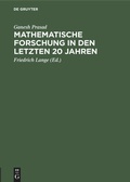 Cover: Mathematische Forschung in den letzten 20 Jahren - De Gruyter
