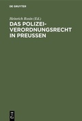 Bild: Das Polizeiverordnungsrecht in Preu&szlig;en - De Gruyter