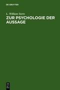 Cover: Zur Psychologie der Aussage - De Gruyter