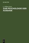 Cover: Zur Psychologie der Aussage - De Gruyter