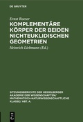 Cover: Komplement&auml;re K&ouml;rper der beiden nichteuklidischen Geometrien - De Gruyter