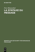 Cover: La syntaxe du message - De Gruyter