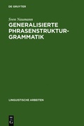 Cover: Generalisierte Phrasenstrukturgrammatik - De Gruyter