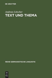 Enlarge image Cover: Text und Thema - De Gruyter