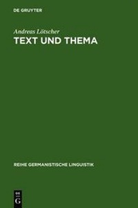 Enlarge image Cover: Text und Thema - De Gruyter