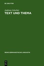 Cover: Text und Thema - De Gruyter