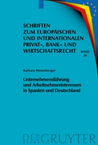 Abbildung von: Unternehmensführung und Arbeitnehmerinteressen in Spanien und Deutschland - De Gruyter