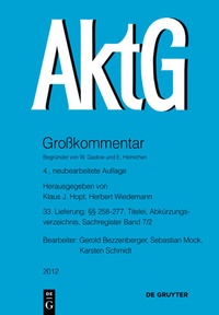 Abbildung von: Aktiengesetz / §§ 258-277; Titelei; Abkürzungsverzeichnis; Register Band 7/2 - De Gruyter