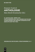 Cover: Anthologie. Herrn von Hoffmannswaldau und andrer Deutschen auserlesener und bi&szlig;her ungedruckter Gedichte dritter Theil - De Gruyter
