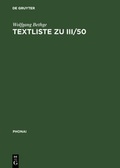 Cover: Textliste zu III/50 - De Gruyter