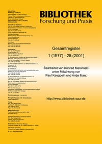 Abbildung von: Bibliothek - Forschung und Praxis - De Gruyter Saur
