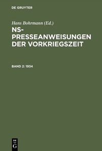 Enlarge image Cover: 1934 - De Gruyter Saur