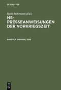 Cover: NS-Presseanweisungen der Vorkriegszeit / Anhang: 1936 - De Gruyter Saur