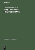 Cover: Analyse des pr&eacute;positions - De Gruyter