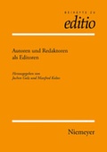 Cover: Autoren und Redaktoren als Editoren - De Gruyter