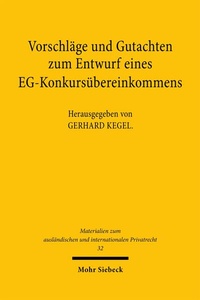 Abbildung von: Vorschläge und Gutachten zum Entwurf eines EG-Konkursübereinkommens - Mohr Siebeck