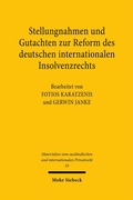 Abbildung von: Stellungnahmen und Gutachten zur Reform des deutschen internationalen Insolvenzrechts - Mohr Siebeck