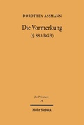 Cover: Die Vormerkung (&sect; 883 BGB) - Mohr Siebeck