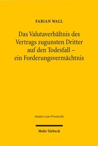 Abbildung von: Das Valutaverhältnis des Vertrags zugunsten Dritter auf den Todesfall - ein Forderungsvermächtnis - Mohr Siebeck