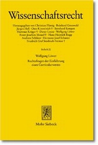 Abbildung von: Rechtsfragen der Einführung eines Curricularwertes - Mohr Siebeck
