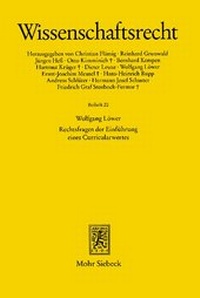 Abbildung von: Rechtsfragen der Einführung eines Curricularwertes - Mohr Siebeck