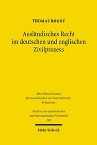 Abbildung von: Auslaendisches Recht im deutschen und englischen Zivilprozess - Mohr Siebeck