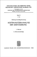 Cover: Kosten-Nutzen-Analyse der Gesetzgebung - Manz