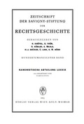 Cover: Zeitschrift der Savigny-Stiftung f&uuml;r Rechtsgeschichte / Kanonistische Abteilung - B&ouml;hlau