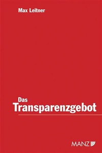 Enlarge image Cover: Das Transparenzgebot - Manz