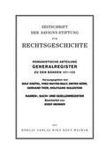 Cover: Zeitschrift der Savigny-Stiftung f&uuml;r Rechtsgeschichte. Generalregister zu den B&auml;nden 101-125 der Romanistischen Abteilung - B&ouml;hlau
