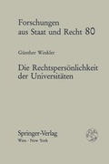 Bild: Die Rechtspersönlichkeit der Universitäten - Springer