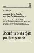Cover: Ausgew&auml;hlte Kapitel aus der Funktionenlehre - Springer