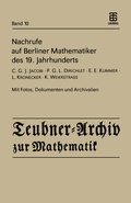 Cover: Nachrufe auf Berliner Mathematiker des 19. Jahrhunderts - Springer