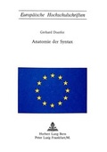 Cover: Anatomie der Syntax - Peter Lang Verlag