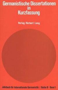 Abbildung von: Germanistische Dissertationen in Kurzfassung - Peter Lang Verlag