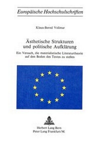 Abbildung von: Ästhetische Strukturen und politische Aufklärung - Peter Lang Verlag