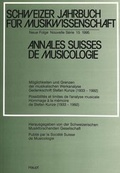 Cover: Schweizer Jahrbuch f&uuml;r Musikwissenschaft- Annales Suisses de Musicologie- Annuario Svizzero di Musicologia - Haupt Verlag