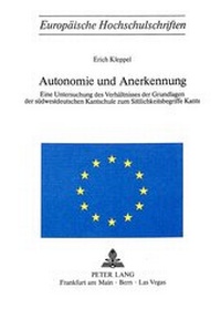 Abbildung von: Autonomie und Anerkennung - Peter Lang Verlag