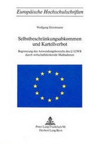 Abbildung von: Selbstbeschränkungsabkommen und Kartellverbot - Peter Lang Verlag