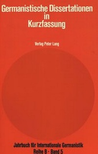 Abbildung von: Germanistische Dissertationen in Kurzfassung - Peter Lang Verlag