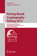 Cover: Pairing-Based Cryptography -- Pairing 2013 - Springer
