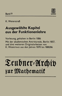Abbildung von: Ausgewählte Kapitel aus der Funktionenlehre - Vieweg+Teubner Verlag