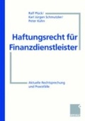 Cover: Haftungsrecht f&uuml;r Finanzdienstleister - Springer Gabler