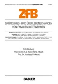 Cover: Gr&uuml;ndungs- und &Uuml;berlebenschancen von Familienunternehmen - Springer Gabler