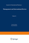 Cover: Management and International Review - Springer Gabler