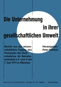 Cover: Die Unternehmung in ihrer gesellschaftlichen Umwelt - Springer Gabler