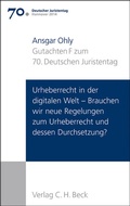 Cover: Verhandlungen des 70. Deutschen Juristentages Hannover 2014 Bd. I: Gutachten Teil F: Urheberrecht in der digitalen Welt - Brauchen wir neue Regelungen zum Urheberrecht und dessen Durchsetzung? - C.H.BECK