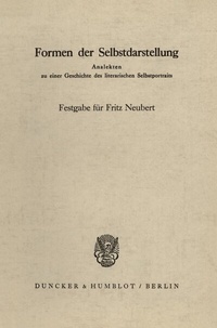Enlarge image Cover: Formen der Selbstdarstellung. - Duncker & Humblot